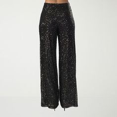 These Premier Amour women's sequinned wide-leg pants offer a showstopping look for your next night out. This pull-on pair are designed for a loose-fit with a comfortable elastic waistband. Wear it with the matching sequinned top and heels for a complete look. Front Style: Flat FrontFeatures: Stretch Fabric, SequinsClosure Type: Pull OnFit: Loose FitRise: At WaistFiber Content: 92% Polyester, 8% SpandexFabric Description: MeshLining: Fully LinedLining Material: PolyesterInseam: 32 InLeg Style: W… Glamorous Embellished Bottoms For Evening, Embellished Trousers For Party, Embellished Long Pants For Party, Glamorous Sequin Straight Leg Pants, Glamorous Straight Leg Sequin Pants, Embellished High Waist Evening Bottoms, High Waist Embellished Evening Bottoms, Embellished Stretch Pants For Evening, Embellished Straight Leg Bottoms For Night Out