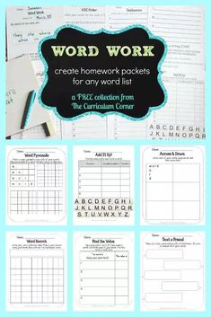 the word work worksheet for children to practice their handwriting and writing skills with