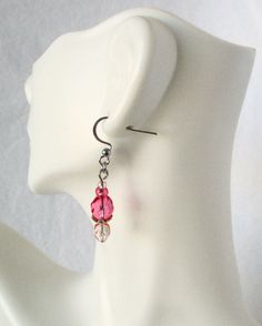 Pink Beaded Drop Earrings 1.5" in length, made with glass beads, metal beadcaps, and nickel-free ear-hooks. You can wear these lovely earrings with the matching Pink Beaded Cluster Bracelet, as shown. These Pink Beaded Drop Earrings ship to you in a gift box, ready to give as a present or to keep and store. Back To Beaded Earrings Pink Dangle Earrings, Cluster Bracelet, Cluster Bracelets, Beaded Drop Earrings, Steel Earrings, Lovely Earrings, Hand Made Jewelry, Stainless Steel Earrings, Pink Glass