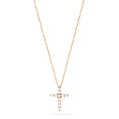 Effy Pave Rose 14K Gold Diamond Cross Pendant, 0.22 TCW