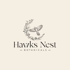 the logo for hawks nest botanicals, which has been designed to look like an old fashioned