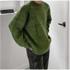 FLYDAY Clean Brush Knit | Crewneck for Men | KOODING Green Soft Knit Crew Neck Sweater, Green Soft Knit Casual Sweater, Casual Green Soft Knit Sweater, Green Knit Sweater For Streetwear, Green Knit Sweater For Everyday, Casual Green Everyday Sweater, Casual Everyday Green Sweater, Green Crew Neck Winter Sweater, Green Crew Neck Casual Sweater