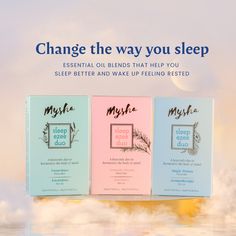 A calming sleep mist to help you sleep. A stress relief roll on to reduce anxiety, calm the mind and ease tension. Designed to work together to promote a restful sleep 💜💚❤️ #andnowtosleep #sleepmist #sleepspray #pillowspray #linenspray #aromatherapyskincare #anxietyrelief #stressmanagement #stressreliever #destress #pillows #flatlay #visualstyling #wellness #selfcarematters #anxiety #stressrelief #productphotography #mysha Sleep Mist, Sleeping Essential Oil Blends, Calm The Mind, Mist Spray, Restful Sleep