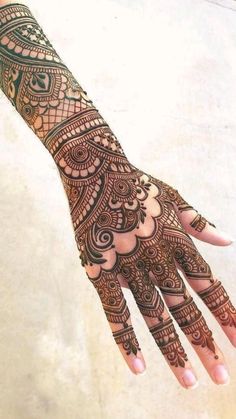 the hand is decorated with intricate designs