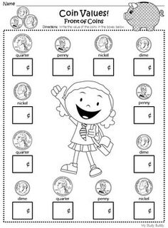 a worksheet for counting coins with the words coin value, and an image of a