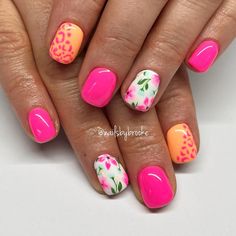 Bright Pink Nails, Bright Nail Designs, Cheetah Nails, Nails Only, Short Acrylic Nails Designs, Get Nails