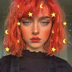 Free Shipping Harajuku Orange Short Curly Wig with Bangs Cute Simple Hairstyles, Tumblr Hair, Short Curly Wigs, Curly Wigs, Wigs With Bangs, Cute Makeup, Aesthetic Hair, Aesthetic Makeup