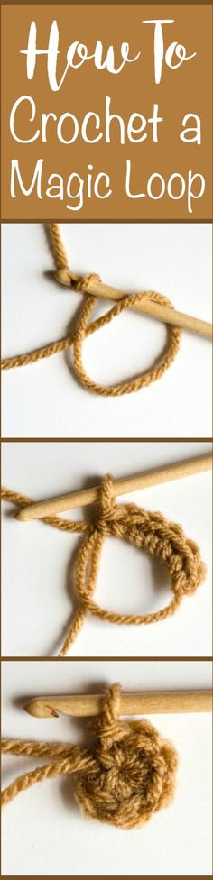 the instructions for how to crochet a magic loop with yarn and wooden skewers