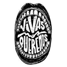 a black and white drawing of the word vas queremos