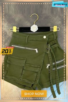 Trendy Cropped Multi Pocket Cargo Shorts Slim Waist Slim Fit Summer Loose Denim Shorts Green Cargo Pocket Jeans For Summer, Green Cargo Jeans For Summer, Khaki Jeans With Pockets For Summer, Summer Khaki Jeans With Pockets, Khaki Jeans For Summer, Utility Style Short Jeans For Summer, Utility High Waist Jean Shorts For Summer, High Waist Utility Jean Shorts For Summer, Summer Utility High Waist Jean Shorts