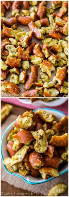 two pictures showing the process of making sausages with potatoes and other foods in them