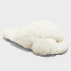 Women's Paris Crossband Slide Slippers - Auden™ Cream S Beach Socks, Faux Fur Slides, Suede Clogs, Plastic Shoes, Slide Slippers, Clog Slippers, Loafer Slippers, 16 29, Comforters Cozy