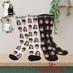 Socks are the top choice for daily gifts! Our socks can be customized with faces, photos, logos, and images. You can also have your own face, a friend or family member's face, your dog's face, your favorite celebrity's face, or any face you can think of! It can also be used as a Father's Day/Valentine's Day/Mother's Day/Birthday/Anniversary/Christmas gift! How to Get  Your Customized Socks 1. Select the design you want to customize. 2. Enter the color you want on the socks through Etsy chat inbo Customized Socks, Socks Gifts, Face Socks, Face Funny, Daily Gift, Custom Socks, Clear Background, Socks For Men, Sock Gifts