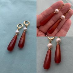 Real CARNELIAN Pearl Teardrops, Regency, Inspired by Emma, 16k Gold plated brass, reproduction historic, Amber CARNELIAN earrings, goldThese natural Dark AMBER Red Brown CARNELIAN and Pearl Teardrop earrings were inspired by extant examples of the era, and inspired by the ones worn in 2020's EMMA! Designed with Regency (1800-1815) and late Regency/Romantic (into the 1830's) in mind, but also work great for other eras. This listing is for a pair of reproduction historic real carnelian Teardrop st Handmade Classic Gold-plated Earrings, Handmade Classic Gold Plated Earrings, Classic Dangle Brass Earrings, Classic Brass Dangle Earrings, Victorian Style Dangle Earrings With Pearl Drop, Victorian Pearl Drop Dangle Earrings, Victorian Teardrop Pearl Drop Earrings, Vintage Handmade Teardrop Pearl Earrings, Vintage Gold Long Drop Earrings