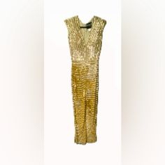 Fabulous Gold Sequin Halter Jumpsuit. Price Reduction Because Of Missing Sequins (See Picture). Have Replacement Sequins For Repair. Festive Chic Fitted Jumpsuits And Rompers, Fitted Jumpsuits And Rompers For Festive Evening Events, Festive Formal Jumpsuits And Rompers, Gold Sleeveless Jumpsuit For Evening, Elegant Fitted Gold Jumpsuit And Romper, Elegant Gold Fitted Jumpsuits And Rompers, Gold Sequin Jumpsuit, Sequin Halter, Sequin Jumpsuit