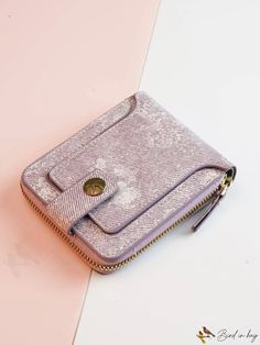 BirdinBag - Compact Purple PU Snap Button Wallet: Sleek and Functional Design Everyday Bifold Bags With Snap Closure, Rectangular Wallets With Snap Closure For Daily Use, Rectangular Wallets With Snap Closure, Trendy Rectangular Wallet With Snap Closure, Trendy Rectangular Wallets With Snap Closure, Casual Rectangular Wallet With Snap Closure, Casual Bifold Bag With Zipper Closure, Coin Purse With Snap Closure For Everyday Use, Everyday Coin Purse With Snap Closure