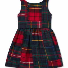 New Ralph Lauren Baby Girls Tartan Patchwork Flannel Cotton Dress 3 Months Without Bloomers Sleeveless Fit And Flare Silhouette Rounded Neckline And Back Shirred Skirt Buttoned Placket At The Center Back 100% Cotton Machine Washable Imported Plaid Summer Holiday Dress, Casual Cotton Christmas Dress, Plaid Cotton Sleeveless Dress, Red Cotton Patchwork Dress, Plaid Cotton Dress For Playtime, Playful Cotton Christmas Dress, Cute Sleeveless Cotton Plaid Dress, Cute Plaid Sleeveless Dress, Red Sleeveless Dress For Playtime