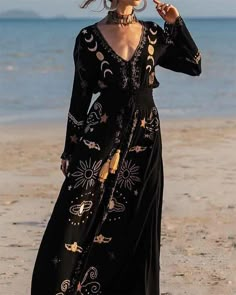 Long Sleeve Long Dress, Women Dresses Casual Summer, Sleeve Long Dress, Black Print Dress, Elegant Maxi Dress, Lace Dress Long, Style Maxi Dress, Western Dresses, Casual Summer Dresses