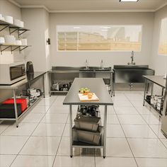 a kitchen filled with lots of stainless steel appliances