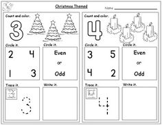 christmas themed worksheet with numbers and shapes