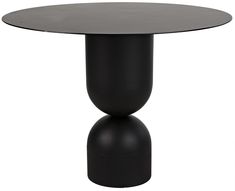 a round table with a black base on an isolated white background