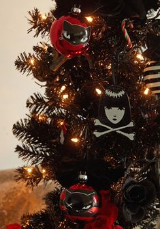 a decorated christmas tree with pirate decorations