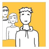 a drawing of three people standing in front of a yellow background with the caption that reads, what do you think?