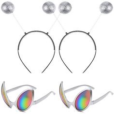 PRICES MAY VARY. 【Package】The package includes 2 pairs of alien glasses with colored lenses and 2 pieces of silver antenna headband boppers, the fun alien design makes you stand out in the party, it can meet your different styles and occasions, Perfect for your party. 【Size】Lens size is 3.6 inches, nose tip is 0.6 inches, temples are 5.7 inches, frame length is 5.5 inches, headband size is 9*4.01 inches; suitable for most children and adults. 【Material】Alien glasses are made of plastic and resin Fun Plastic Costume Accessories For Costume Party, Adjustable Plastic Halloween Costume Accessories, Adjustable Novelty Party Supplies, Fun Headband Costume Accessories For Party, Fun Party Costume Accessories: Headband, Fun Party Costume Accessories Headband, Fun Party Headband Costume Accessories, Novelty Light-up Costume Accessories For Party, Adjustable Party Costume Accessories With Matching Headband