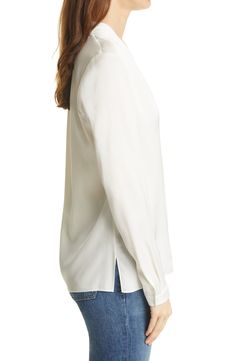 A stretch-kissed silk blouse adds a lustrous layer and an elegant drape to whatever your day (or night) has in store. Style Name:Kobi Halperin Nellie Stretch Silk Blouse. Style Number: 6241719. Elegant V-neck Blouse For Layering, Elegant Cream Silk Blouse, White Viscose Formal Tops, Formal White Viscose Tops, Chic Cream Silk Top, Elegant White Blouse For Layering, Elegant White Viscose Top, Elegant Viscose Blouse For Layering, Elegant Fitted Blouse For Layering