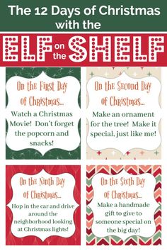 the 12 days of christmas with the elf on the shelf and free printables