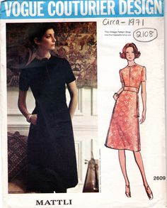 a woman's dress pattern from the 1950's, with an image of a woman in it