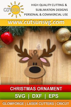 Reindeer Christmas ornament SVG Reindeer face Christmas ornament svg L – Cutsunsvg Reindeer Face, Ornament Svg, Reindeer Ornaments, Memorial Ornaments, Christmas Templates, Reindeer Christmas, Laser Machine, Laser Cut Files, Projects Ideas