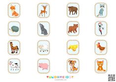 the animals are grouped together to form an animal matching game for children and adults, which includes pictures of different types of animals