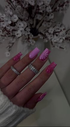 Purple Acrylic Nails, Red Acrylic Nails, Elegant Nails, Cute Acrylic Nails, Pink Nails, Cute Nails, Nail Inspo, Gel Nails, Acrylic Nails