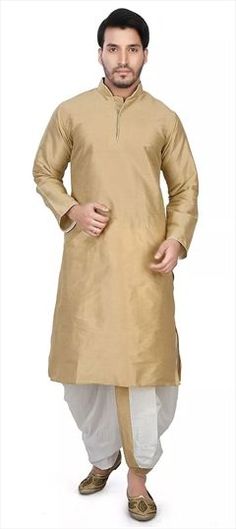 Gold color Dhoti Kurta in Art Dupion Silk fabric with Embroidered work Traditional Dhoti Kurta For Men, Gold Cotton Silk Dupatta With Embroidered Border, Transitional Gold Kurta With Embroidered Border, Gold Kurta With Embroidered Border Traditional Drape, Gold Kurta With Embroidered Border, Gold Art Silk Kurta For Puja, Dhoti Kurta For Men, Mens Traditional Wear, Kurta For Men