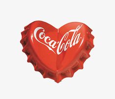 a heart shaped bottle cap with the word coca - cola on it's side