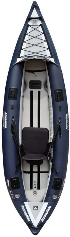 an inflatable boat with the seat up