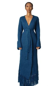 (1) MIYA KNIT CARDIGAN DRESS — Hanifa Maxi Dress Boho Chic, Romantic Maxi Dress, Cardigan Dress, Maxi Dresses For Women, Chic Winter Outfits, Cozy Winter Outfits, Cardigan Sweater Dress, Women Maxi, Maxi Wrap Dress