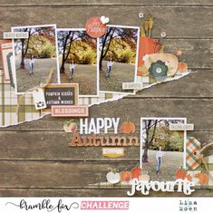 an autumn scrapbook layout with the words happy autumn