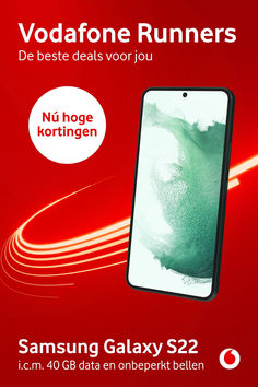 an advertisement for the samsung galaxy s2 phone with red background and white text that reads vodafone runners