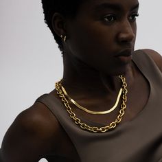 Chunky Nassau Necklace - Hey Harper: The Original Waterproof Jewelry Brand Bold Metal Jewelry For Everyday, Bold Jewelry With Adjustable Chain For Gift, Chic Clavicle Chain Jewelry, Bold Chunky Chain Jewelry Gift, Chunky Gold-tone Necklace For Gift, Gold-tone Chunky Necklace As Gift, Bold Chunky Jewelry For Gifts, Bold Chunky Gold Necklace, Bold Chunky Gold Jewelry