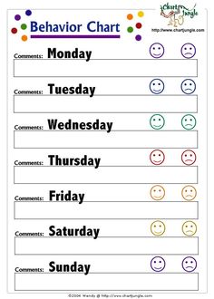 the behavior chart for students to use in their classroom, including smiley faces and words