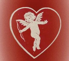 a heart with an angel holding a bow