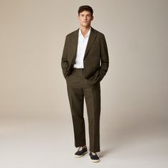 Kenmare Relaxed-fit unstructured suit jacket in cotton-linen blend herringbone Fall Linen Suits With Welt Pockets, Fall Season Linen Suits For Business Casual, Fall Linen Business Casual Suits, Fall Business Casual Linen Suits, Unstructured Linen Blazer With Welt Pockets, Linen Tweed Jacket With Welt Pockets For Business Casual, Linen Tweed Jacket With Notch Lapel And Welt Pockets, Classic Unstructured Linen Blazer, Unstructured Linen Blazer With Notch Lapel