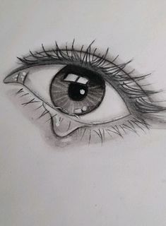 a drawing of an eye with long eyelashes