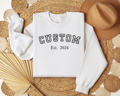 Custom Embroidered Sweatshirt, Personalized Embroidery Sweatshirt, Custom Baby Sweatshirt, Embroidered Unisex Sweatshirt * High quality and super soft, comfortable shirt. Made with top-of-the-line vinyl and pressed with a professional grade heat press. * Please check all color and size charts before place the order. Since all shirts are custom made based on your selection, I don't accept return or exchange unless there is an issue with your order. *We're working with different shirt brands based on the color/size availability. All shirts we use are soft style, not heavy cotton. Solid colors are all cotton and heather colors are cotton/poly blend. (there may be exceptions) *Our Sweatshirt 70% SoftLume combed and ring-spun cotton, 30% polyester fleece- with 100% SoftLume combed and ring-spun White Sweatshirt With Custom Embroidery, Relaxed Fit, White Sweatshirt With Custom Embroidery In Relaxed Fit, White Embroidered Basic Top, Customizable White Top With Custom Embroidery, Relaxed Fit Embroidered White Sweater, White Cotton Sweater With Embroidered Text, White Embroidered Sweater Relaxed Fit, White Embroidered Relaxed Fit Sweater, White Custom Embroidered Top For College