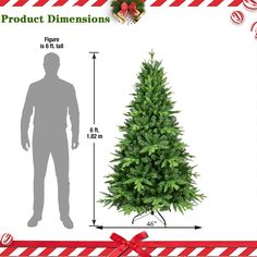 a christmas tree is shown with measurements for the size and shape, as well as how to measure it