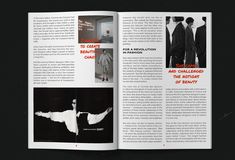 an open magazine with pictures of men in suits and ties on the page, which includes information about how to wear clothes