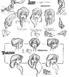 some character sketches for the disney movie