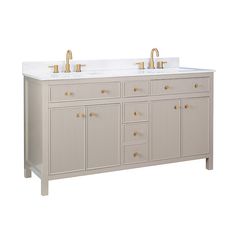 allen + roth Sandbanks 60-in Greige Undermount Double Sink Bathroom Vanity with White Engineered Stone Top 60 Inch Vanity Double Sink, 60 Inch Double Vanity, 60 Inch Vanity, Bathroom Upgrade, Stone Mirror, Elegant Vanity, Double Sink Vanity, Double Sink Bathroom, Double Sink Bathroom Vanity